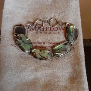 vintage 925 sterling silver bracelet abalone